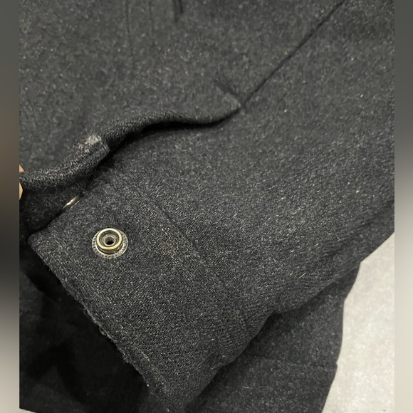 [3XL]American Eagle Men Black Insulated Wool Pea Coat Jacket Zip Snap Closure - Picture 2 of 9